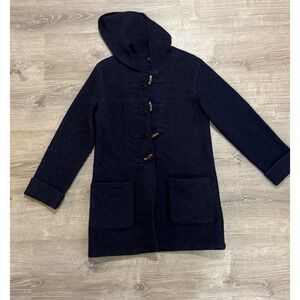 SKYR small Women's Boiled Wool Jacket Coat Toggle Buttons S Blue Good